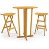 vidaXL Set mobilier de bar pliabil, 3 piese, lemn masiv de tec