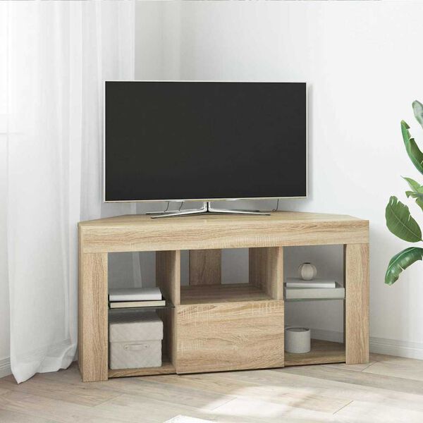 vidaXL Șifonier LED pentru TV colțar Stejar Sonoma 100 x 40 x 50 cm