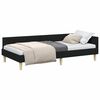 vidaXL Cadru de pat colțar cu headboard Negru 90 x 200 cm țesătură