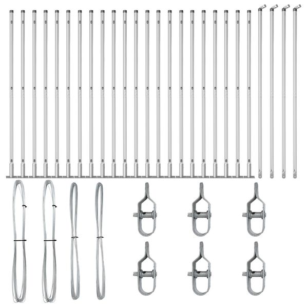 vidaXL Stâlp de gard. Altele 26 pcs Gri 3,2 x 3,2 x 68,5 cm Oțel