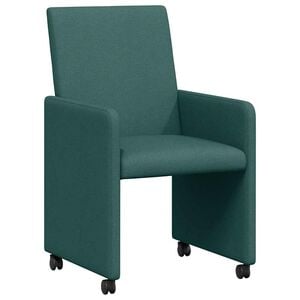 vidaXL Scaune de dining cu roți 2 buc. țesătură Verde &icirc;nchis