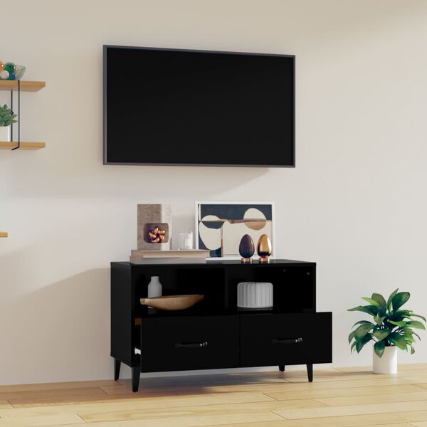 vidaXL Comodă TV, negru, 80x36x50 cm, lemn prelucrat