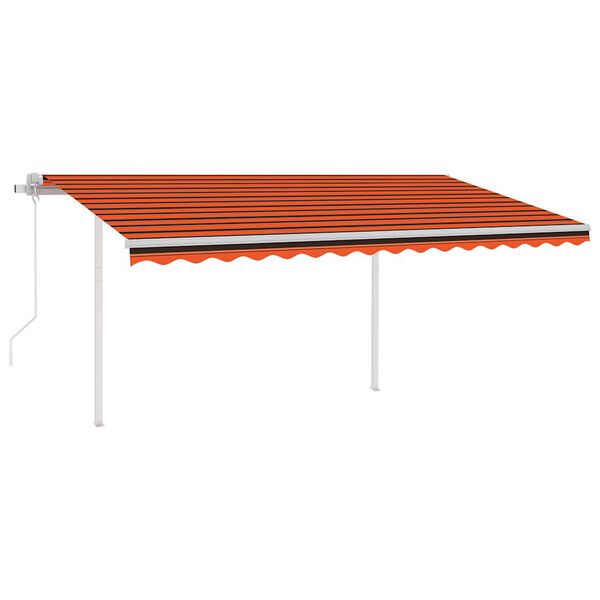 vidaXL Copertină retractabilă automat cu st&acirc;lpi, portocaliu&maro 4x3 m