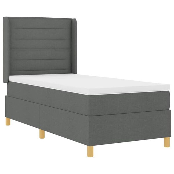 vidaXL Pat cu arcuri cu saltea cu headboard Gri 80 x 200 cm țesătură