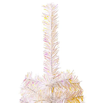 vidaXL Brad de Crăciun artificial cu vârfuri irizate, alb, 240 cm, PVC