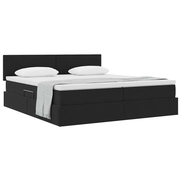 vidaXL Pat cu storage cu saltea cu headboard Negru 90 x 200 cm