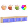 vidaXL Comode TV cu lumini LED, 2 buc., stejar sonoma, 80x30x30 cm