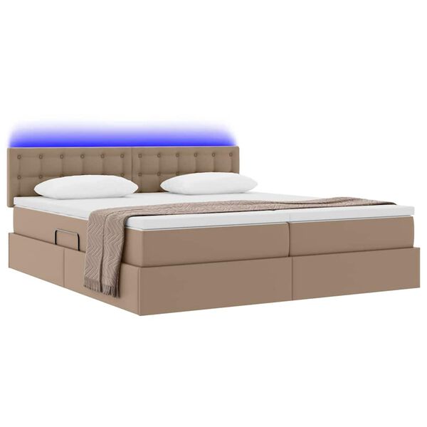 vidaXL Pat cu saltea și LED Cappuccino 180 x 200 cm Piele artificială
