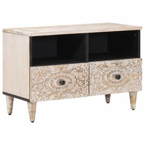 vidaXL Cabinet TV Alb 70 x 33,5 x 46 cm Lemn de mango solid