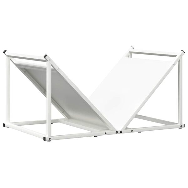 vidaXL Suport pentru lemne de foc alb Oțel laminat la rece