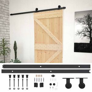 vidaXL Ușă glisantă 90 x 210 cm Lemn masiv de pin Natural și Negru