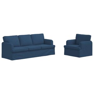 vidaXL Set de canapea 2 buc. albastru țesătură