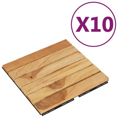 vidaXL Placi pardoseală 10 buc. 30x30 cm lemn masiv tec model vertical