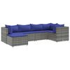 vidaXL Set mobilier de grădină cu perne, 6 piese, gri, poliratan