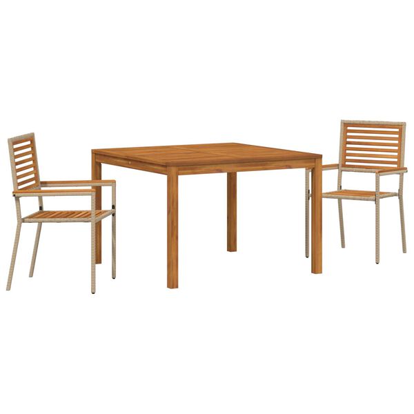vidaXL Set de masă pentru grădină 3 pcs Bej Rattan poli