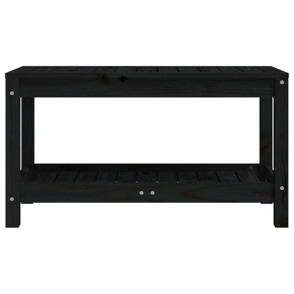 vidaXL Bancă de grădină, negru, 82,5x35x45 cm, lemn masiv de pin