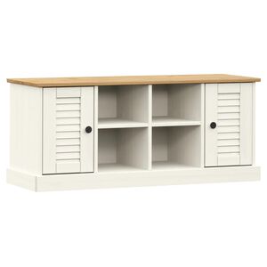vidaXL Bancă de pantofi VIGO, alb, 106x35x45 cm, lemn masiv de pin