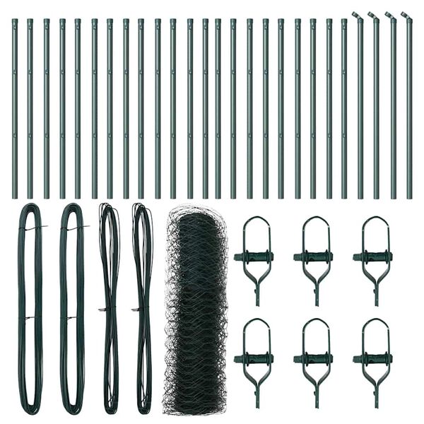 vidaXL St&acirc;lp de gard. Verde 50 x 0,5 m (plasă de 36 mm) Oțel și PVC