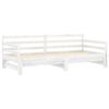 vidaXL Pat extensibil de zi, 2x(90x200) cm, alb, lemn masiv de pin
