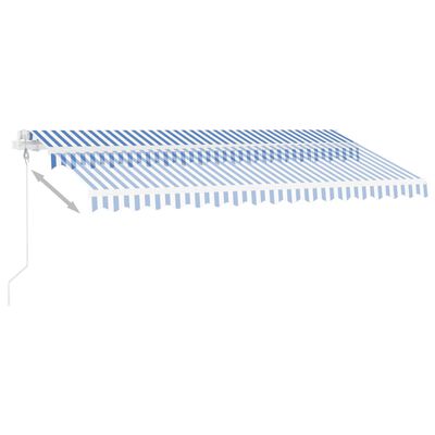 vidaXL Copertină automată senzor vânt/LED, albastru și alb, 450x300 m