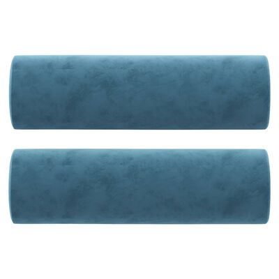 vidaXL Perne decorative, 2 buc., albastru, Ø15x50 cm, catifea