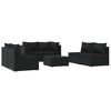 vidaXL Set mobilier de grădină cu perne, 7 piese, negru, poliratan