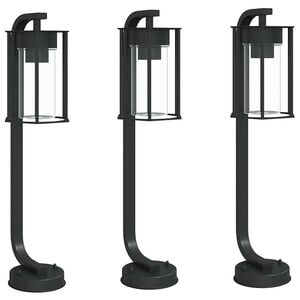 vidaXL Lămpi de podea de exterior 3 buc. negru 60 cm oțel inoxidabil