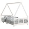 vidaXL Cadru de pat pentru copii, alb, 90x190 cm, lemn masiv de pin