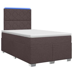 vidaXL Pat boxspring cu saltea Maro &icirc;nchis 120 x 190 cm Țesătură