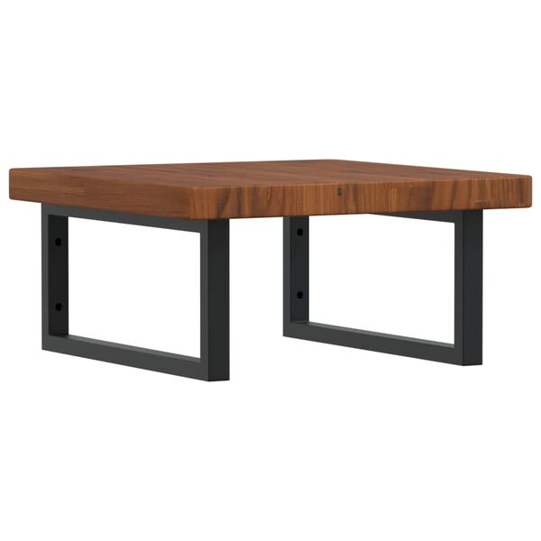 vidaXL Raft pentru lavoar montat pe perete, oțel și lemn masiv stejar