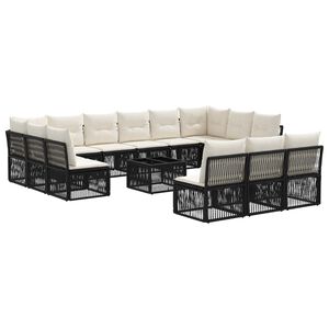 vidaXL Set de canapele pentru grădină 14 buc. Negru poliratan
