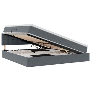 vidaXL Pat cu saltea și LED cu saltea Gri &icirc;nchis 200 x 200 cm Catifea