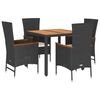vidaXL Set mobilier de grădină cu perne, 5 piese, negru, poliratan