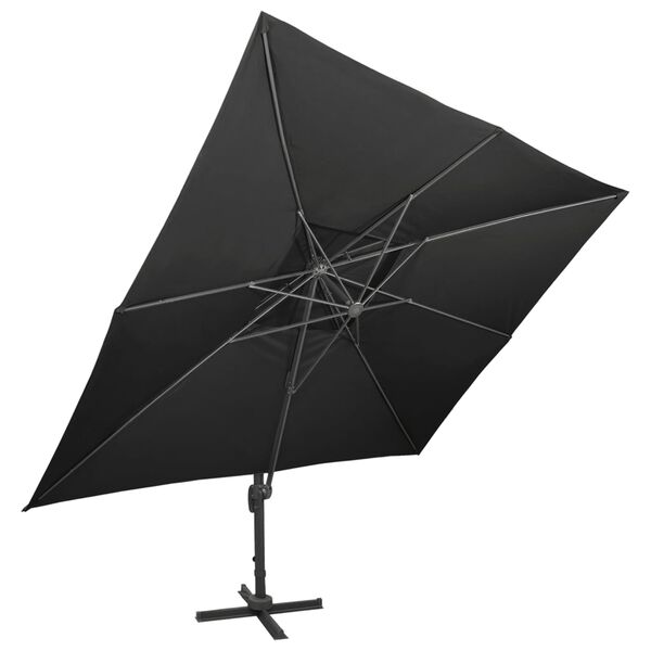 vidaXL Umbrelă de grădină cantilever cu blat dublu, neagră, 400x300 cm