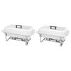 vidaXL Set vase &icirc;ncălzire m&acirc;ncare, 2 piese, oțel inoxidabil