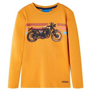 vidaXL Tricou pentru copii cu m&acirc;neci lungi, ocru, 92