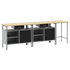 vidaXL Set banc de lucru 3 pcs Roșu și gri Oțel vopsit electrostatic