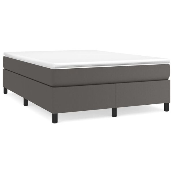 vidaXL Pat box spring cu saltea, gri, 180x200 cm, piele ecologică