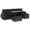 vidaXL Set mobilier de grădină cu perne, 6 piese, negru, poliratan