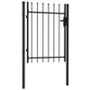 vidaXL Poartă de gard, o ușă, cu v&acirc;rf suliță, negru, 1 x 1,2 m, oțel