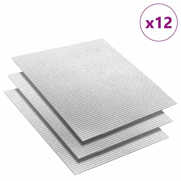 vidaXL Placă Mozaic cu Oglindă 12 pcs Argintiu 30 x 30 cm Sticlă
