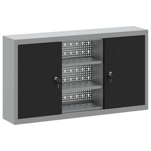 vidaXL Dulap pentru unelte cu raft Negru și Gri 100 x 20 x 55 cm