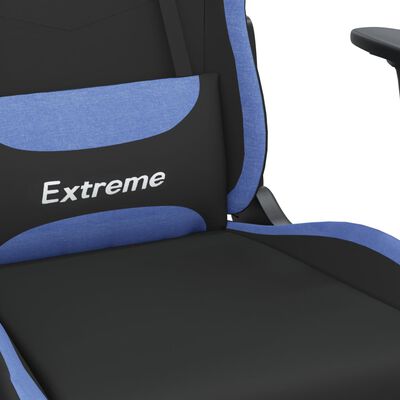 vidaXL Scaun de gaming cu suport picioare, negru și albastru, textil