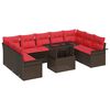 vidaXL Set de canapele pentru grădină cu pernă 10 pcs Maro Poli Rattan