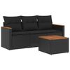 vidaXL Set mobilier de grădină cu perne, 4 piese, negru, poliratan