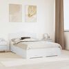 vidaXL Cadru de pat cu headboard Alb 160 x 200 cm Lemn compozit