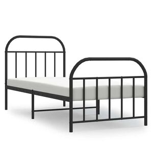 vidaXL Cadru pat metalic cu tăblii de cap/picioare, negru, 90x190 cm