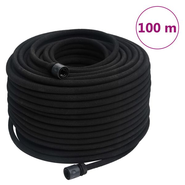 vidaXL Furtun poros de grădină, negru, 0,6", 100 m, cauciuc