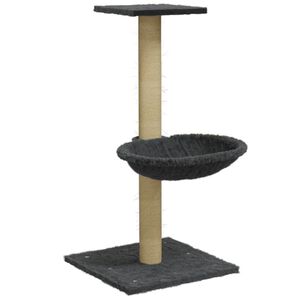 vidaXL Ansamblu pisici cu st&acirc;lp din funie de sisal, gri &icirc;nchis, 74 cm