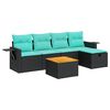 vidaXL Set mobilier de grădină cu perne, 6 piese, negru, poliratan